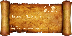 Helmer Milán névjegykártya
